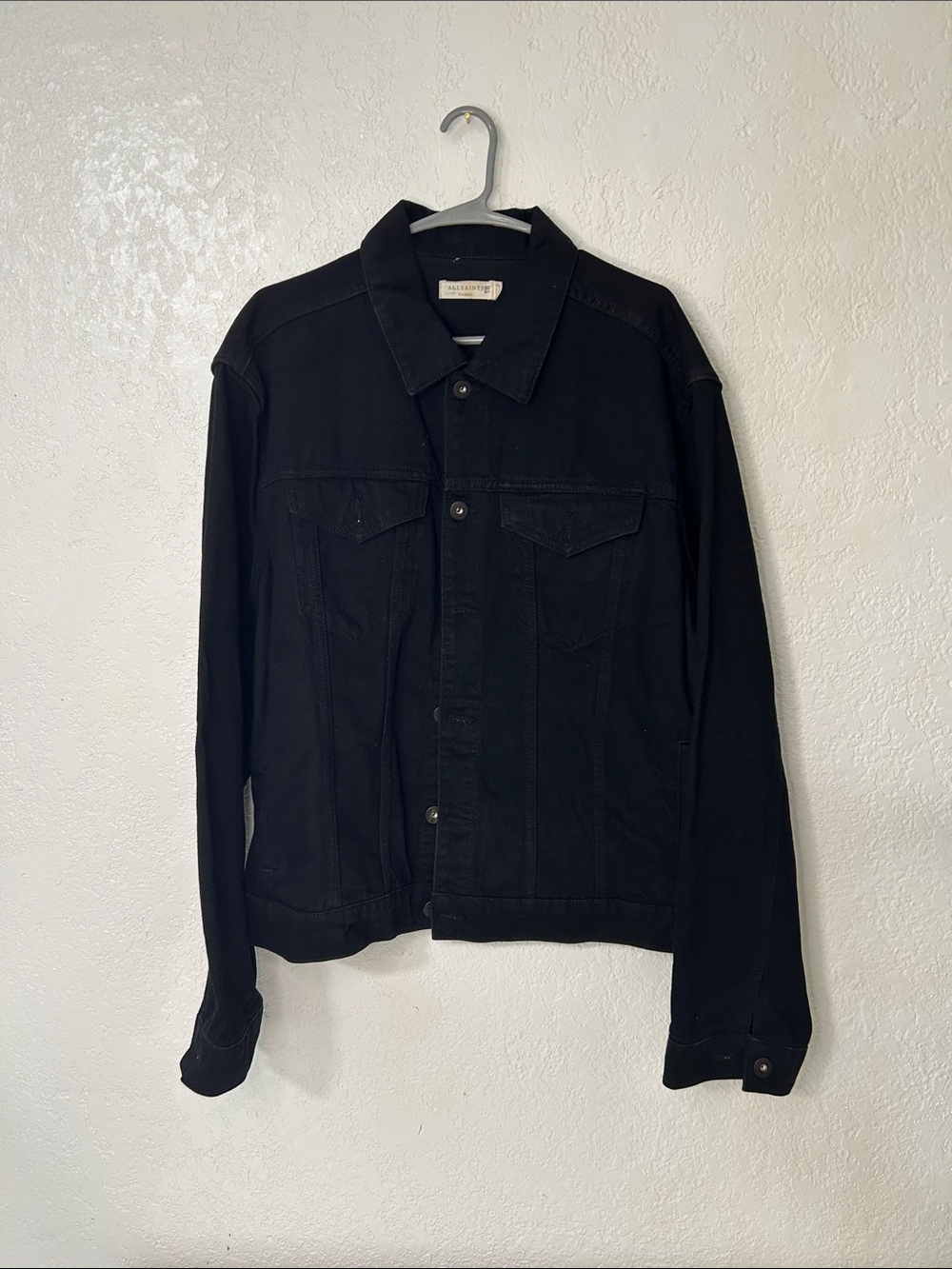 AllSaints Men's Black Lightweight Shirt Jacket